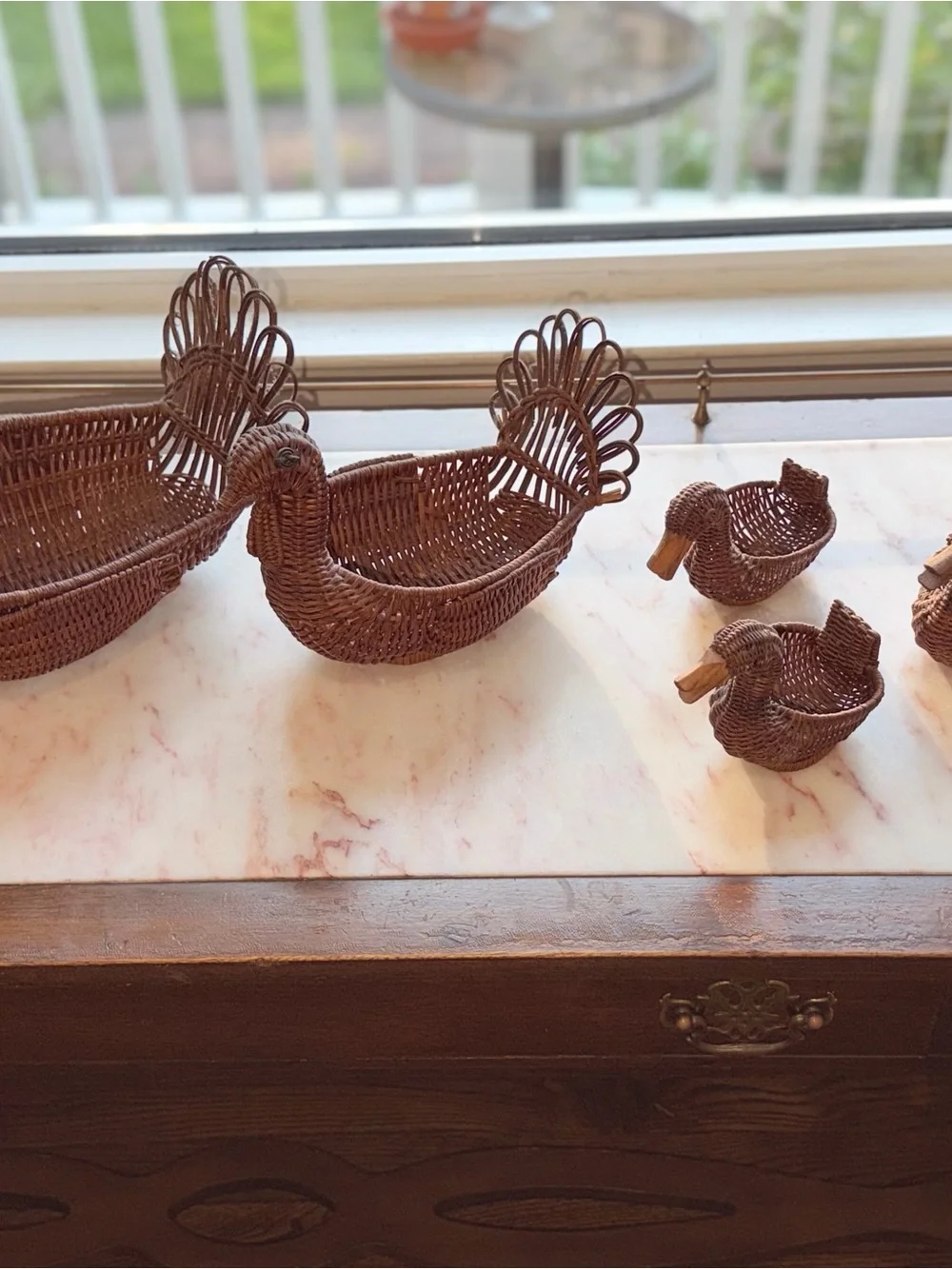 Vintage Handwoven Turkey  Basket Set of 6 in Brown - Decorative Nesting Baskets